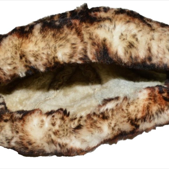 PELE & CIA VINTAGE SIZE MEDIUM BEIGE BROWN LEATHER SHEARLING SHEEPSKIN HAT